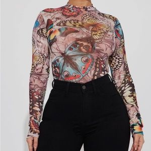 Fashion Nova Mariposa Mesh Top